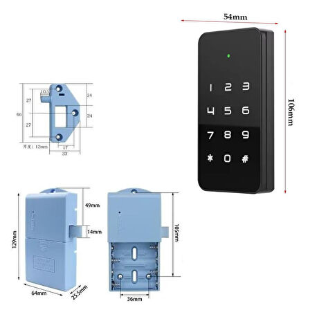 Ayt Powermaster PM-26728 RFID Ve Tuş Panelli Dijital Elektronik Kapı Dolap Kilidi 2'li Paket Şifrematik
