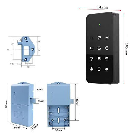 Powermaster PM-26728 RFID Ve Tuş Panelli Dijital Elektronik Kapı Dolap Kilidi (2'Li Paket)