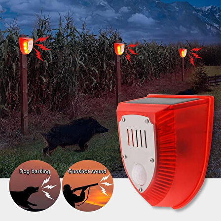 Ayt Powermaster PM-26952 Mikrofonlu Sesli Hayvan Kovucu Alarm Cihazı Solar Güneş Enerjili Panelli Vahşi Hayvan Kovacağı