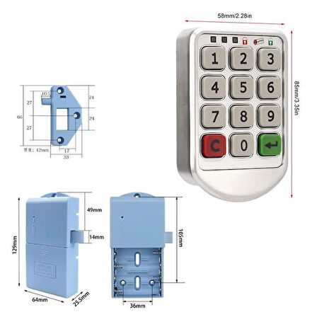 Powermaster PM-26723 Tuş Şifreli Gri Çekmece Dolap Kilidi (2'Li Paket)