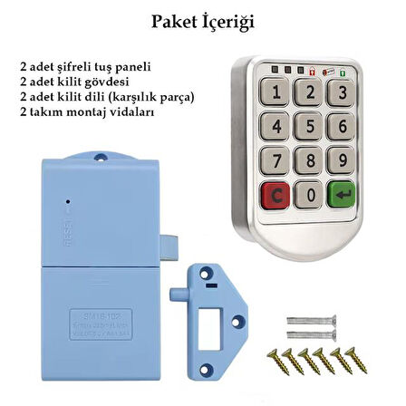 Powermaster PM-26723 Tuş Şifreli Gri Çekmece Dolap Kilidi (2'Li Paket)