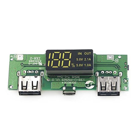 Weko WK-22851 Lityum Pil Powerbank Şarj Modülü Dijital Ekranlı İki Port 5V-2.1A