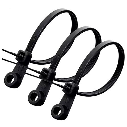 Powermaster PM-26327 Vida Delikli Kablo Bağı Plastik Kelepçe 100Lü Paket Siyah 3.6X150mm
