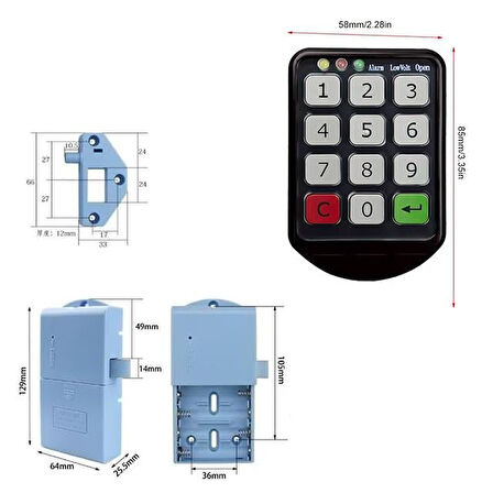 Powermaster PM-26724 Tuş Şifreli Siyah Çekmece Dolap Kilidi (2'Li Paket)