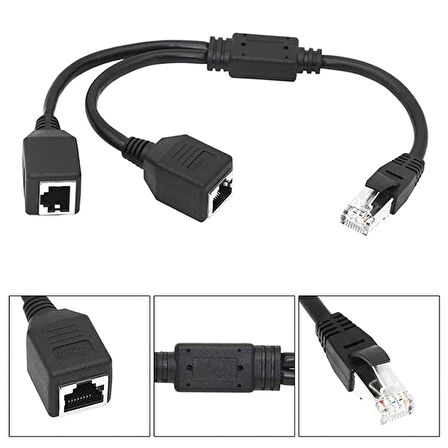Ayt Powermaster PM-25434 Erkek RJ45 TO 2 x Dişi Ethernet Çoklayıcı Splitter Dağıtıcı İnternet Soketi Çoğaltıcı