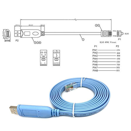 Ayt Powermaster PM-25874 USB FT232RL Chip to RJ45 Ethernet Kablo 1.5 Metre İnternet Girişli Usb Çıkışlı Kablo