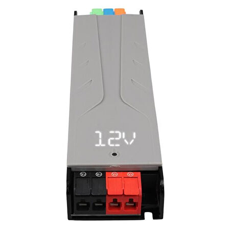 Powermaster PM-26844 12/24/36/48 Volt 8.4 Amper 200 Watt Metal Kasa Kademeli Adaptör Voltaj Göstergeli 189X51x27mm