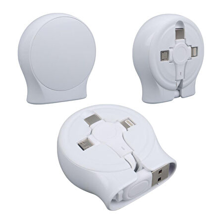 Ayt Powermaster PM-27143 1 Metre Makaralı 3In1 Şarj Kablosu Lightning Type-c Micro Usb İphone Şarj Data Kablo