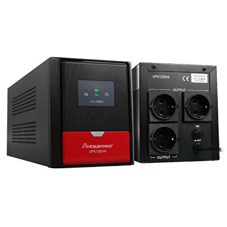 Andespower UPS1200VA 1200VA 12V7.5AHx2 Ups Kesintisiz Güç Kaynağı Line İnteraktif