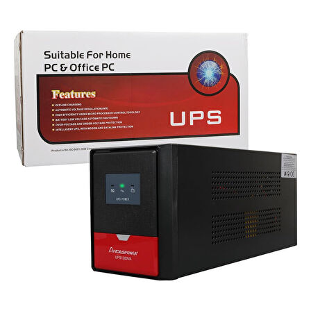 Andespower UPS1200VA 1200VA 12V7.5AHx2 Ups Kesintisiz Güç Kaynağı Line İnteraktif