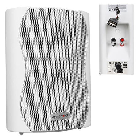 Magicvoice F-LHY5S 5.25" (13.5 CM) Hat Trafolu Duvar Tipi Sütun Hoparlör (20W RMS / 180W Peak - MP3 USB Uyumlu) - Beyaz