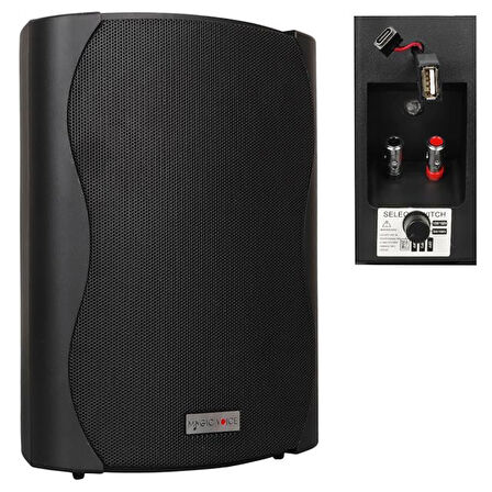 Magicvoice F-LHY6.5S 6.5" (16 CM) Hat Trafolu Duvar Tipi Sütun Hoparlör (30W RMS / 200W Peak - MP3 USB Uyumlu) - Siyah