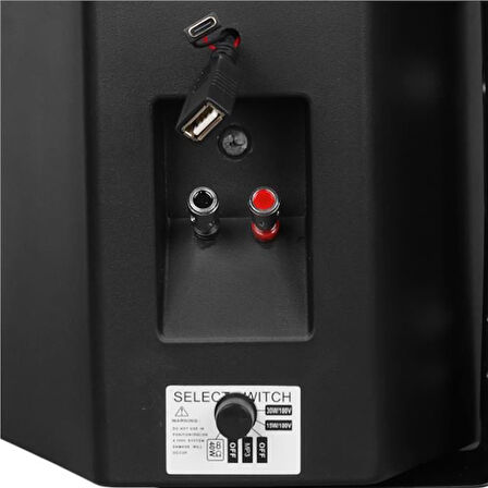 Magicvoice F-LHY6.5S 6.5" (16 CM) Hat Trafolu Duvar Tipi Sütun Hoparlör (30W RMS / 200W Peak - MP3 USB Uyumlu) - Siyah