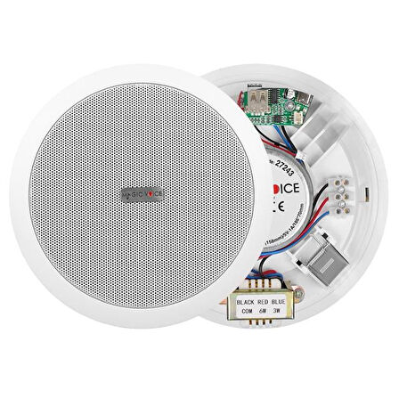 Magicvoice TPI-351 6" (16 CM) Hat Trafolu Alçıpan/Asma Tavan Tipi Hoparlör (6W RMS - MP3 USB Uyumlu) - Beyaz