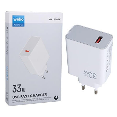 Weko WK-27875 M11 Beyaz 33 Watt Turbo Usb Şarj Başlık Adaptörü