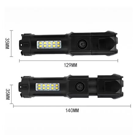 Powermaster El Feneri Uzun Menzilli Zoomlu Flash Powerbank Özellikli El Feneri Işıldak Led Aydınlatma
