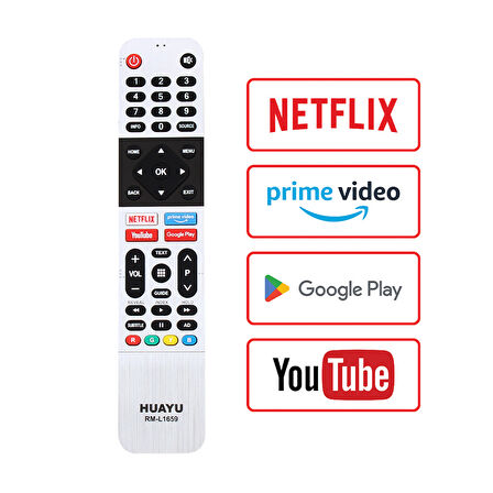 Huayu Kl RM-L1659 Arçelik-Beko-Grundıg Netflix-Prime Video-Google Play Tuşlu LCD-LED Tv Unıversal Kumanda