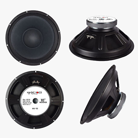 Magicvoice MV-10 Maks. 450 Watt / Rms 200 Watt 10” Siyah 25 Cm Woofer Yedek Hoparlör