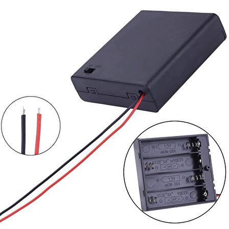 Powermaster  4'Lü AA Kapaklı Switch'li Pil Yuvası (IC-233F)