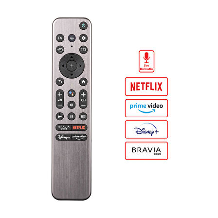 Sony RMF-TX900U Bravia Core Netflix Disney Prime Video Tuşlu Ses Komutlu Lcd Led TV Kumanda