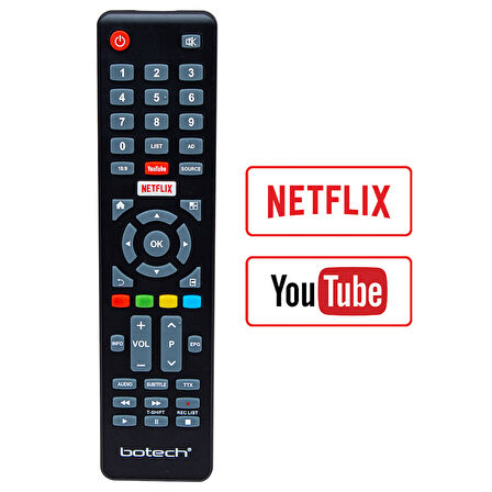 Ayt Botech Netflix Youtube Tuşlu LCD LED TV Kumandası Uzaktan Kumanda