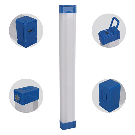 Powermaster T530 32Cm 40W Çubuk Portatif LED Işıldak Şarjlı Tüp Lamba 1200Mah