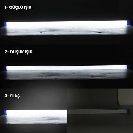 PowerMaster T570 70cm 100W Çubuk Portatif LED Işıldak Şarjlı Tüp Lamba 1800mAh