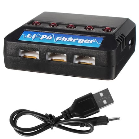 Powermaster PM-29139 Siyah 3.7V 1S USB 5İn1 Lityum Polimer (Li-Po) Pil Batarya Şarj Cihazı
