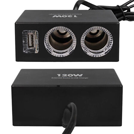 Olesson 1522 12-24V 120 Watt 2'Li Araç Çakmak Çoklayıcı