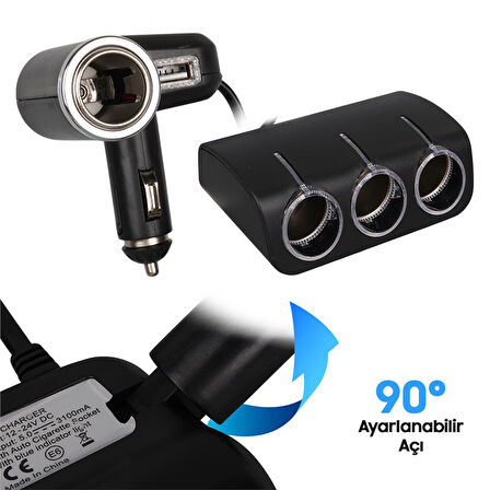 Olesson 1528 12-24V 120 Watt 3'Lü Araç Çakmak Çoklayıcı