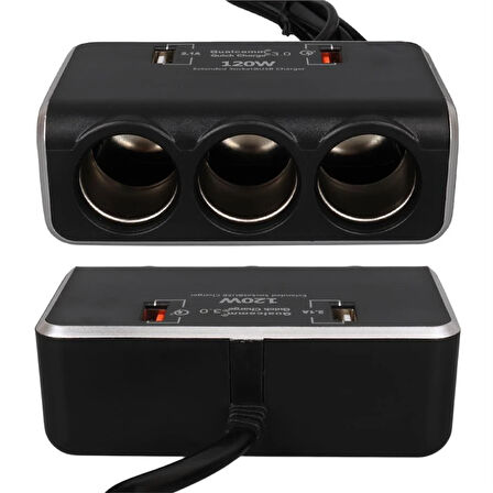 Olesson 1639 12-24V 120 Watt 3'Lü Araç Çakmak Çoklayıcı