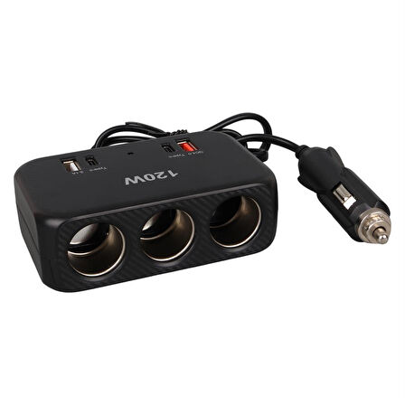 Olesson 1656 12-24V 120 Watt 3'Lü Araç Çakmak Çoklayıcı