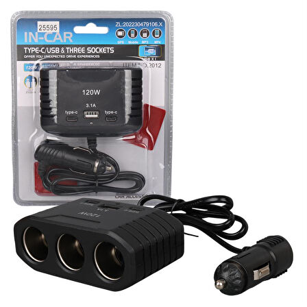 Olesson 2012 12-24V 120 Watt 3'Lü Araç Çakmak Çoklayıcı