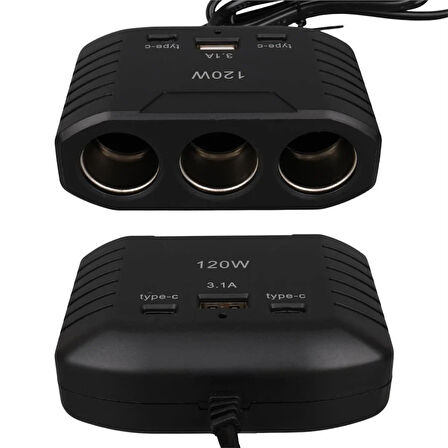 Olesson 2012 12-24V 120 Watt 3'Lü Araç Çakmak Çoklayıcı