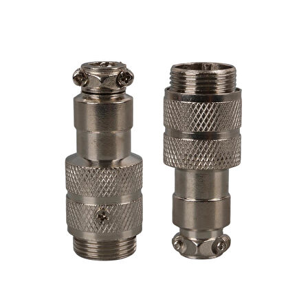 Ayt Mayk GX16-2 Pinli Metal Erkek Konnektör Jack Soket M16 16mm Çap Vida Dişli