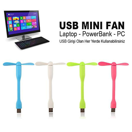 Powermaster PM-20579 Taşınabilir Esnek USB Mini Fan Vantilatör (Powerbank - Laptop)