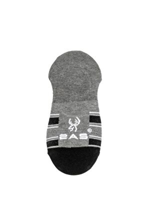 2AS Siyah Gri Çizgili Babet Çorap