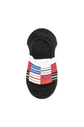 2AS Kırmızı Siyah Çizgili Babet Çorap