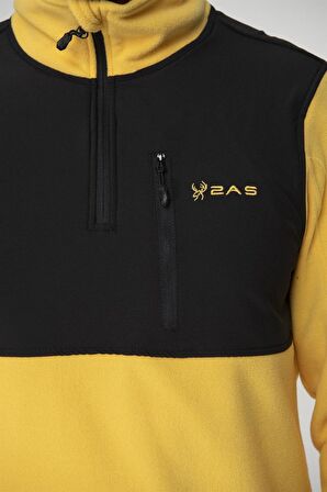 2AS Petan Yarım Fermuarlı Parçalı Erkek Polar Sweatshirt