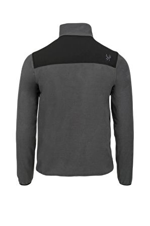 Petan Yarım Fermuarlı Parçalı Erkek Polar Sweatshirt Antrasit