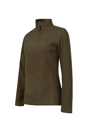 2AS Pinna Yarım Fermuarlı Kadın Polar Sweatshirt Haki