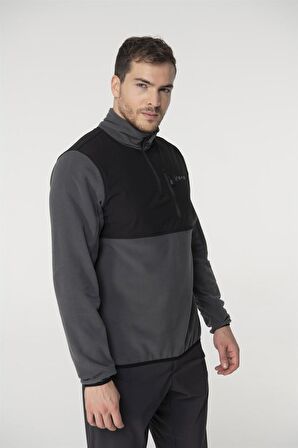 2AS Petan Yarım Fermuarlı Parçalı Erkek Polar Sweatshirt