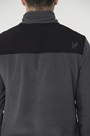 2AS Petan Yarım Fermuarlı Parçalı Erkek Polar Sweatshirt
