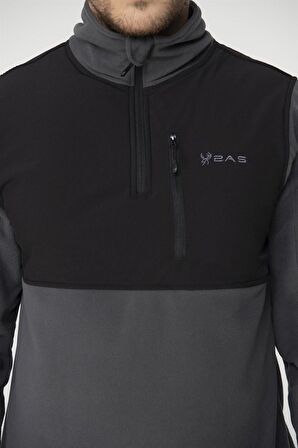 2AS Petan Yarım Fermuarlı Parçalı Erkek Polar Sweatshirt