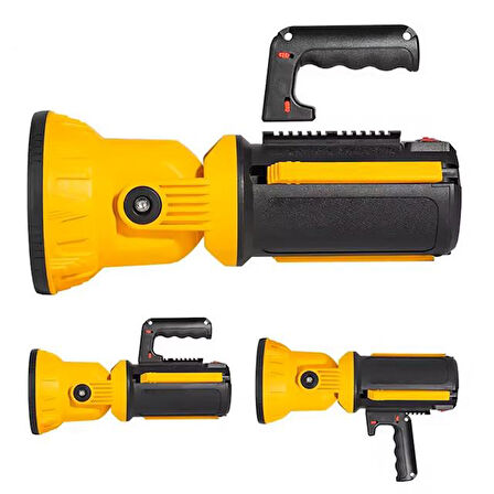 Powermaster MX-W5164-3 Kırmızı Mavi Çakarlı COB Ledli Şarjlı Kamp El Feneri Işıldak