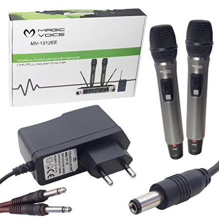 Magicvoice MV-1312EE UHF 2 El Kablosuz Telsiz Mikrofon