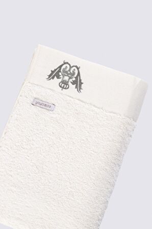 Ecocotton Azra Banyo Havlusu %100 Organik Pamuk Nakışlı Krem 80x150 Cm