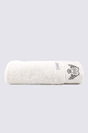 Ecocotton Azra Banyo Havlusu %100 Organik Pamuk Nakışlı Krem 80x150 Cm