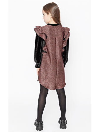 Bronz Pırıltılı Sweat Elbise