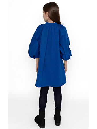 Tafta Balon Kol Triko Elbise